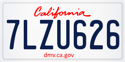 CA license plate 7LZU626