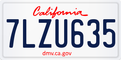 CA license plate 7LZU635