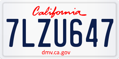 CA license plate 7LZU647