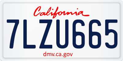 CA license plate 7LZU665