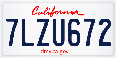 CA license plate 7LZU672