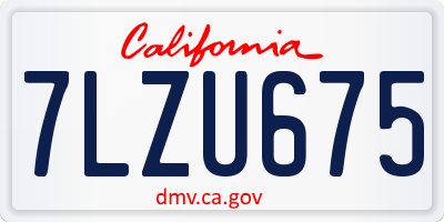 CA license plate 7LZU675