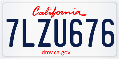 CA license plate 7LZU676