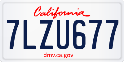 CA license plate 7LZU677