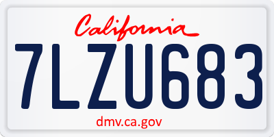 CA license plate 7LZU683