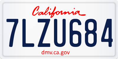 CA license plate 7LZU684