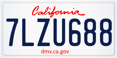 CA license plate 7LZU688