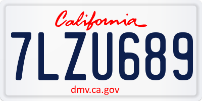 CA license plate 7LZU689