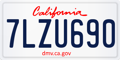 CA license plate 7LZU690