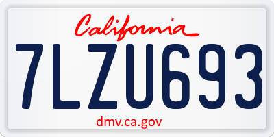 CA license plate 7LZU693