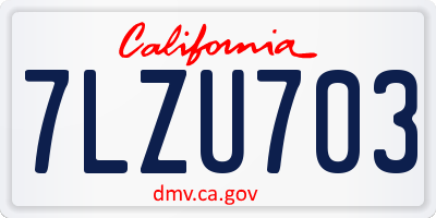 CA license plate 7LZU703