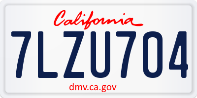 CA license plate 7LZU704