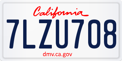 CA license plate 7LZU708