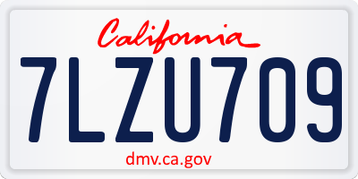 CA license plate 7LZU709
