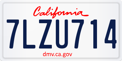 CA license plate 7LZU714