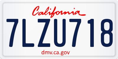 CA license plate 7LZU718