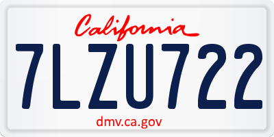 CA license plate 7LZU722