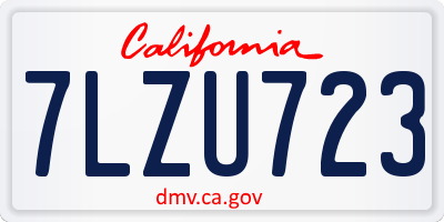 CA license plate 7LZU723