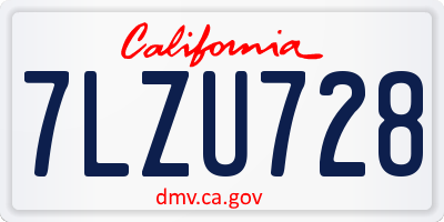CA license plate 7LZU728