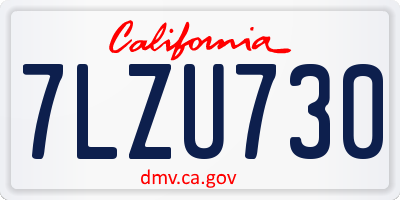 CA license plate 7LZU730