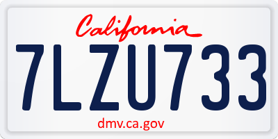 CA license plate 7LZU733
