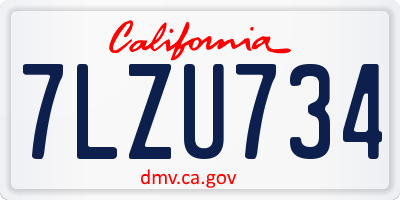 CA license plate 7LZU734