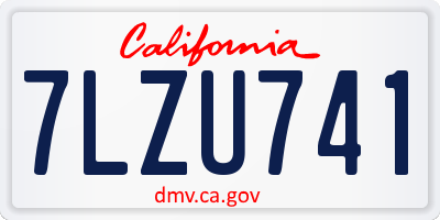 CA license plate 7LZU741