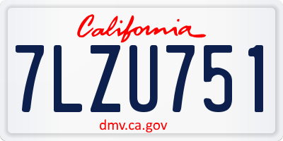 CA license plate 7LZU751