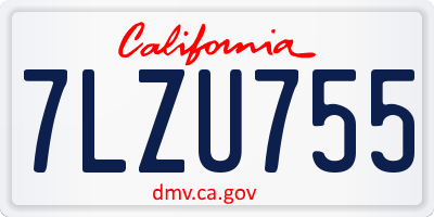 CA license plate 7LZU755