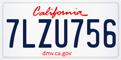 CA license plate 7LZU756