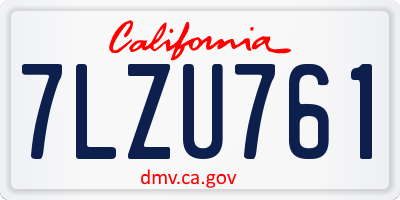 CA license plate 7LZU761