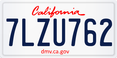 CA license plate 7LZU762