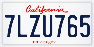 CA license plate 7LZU765