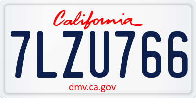 CA license plate 7LZU766