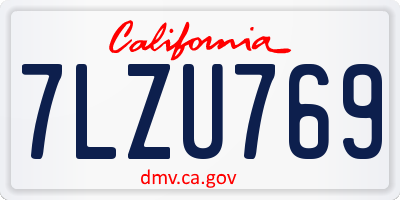 CA license plate 7LZU769