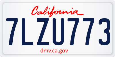 CA license plate 7LZU773
