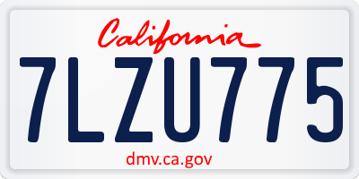 CA license plate 7LZU775