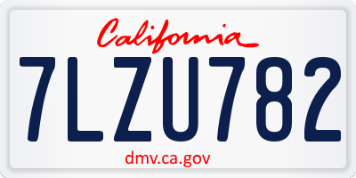 CA license plate 7LZU782