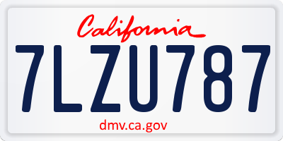 CA license plate 7LZU787