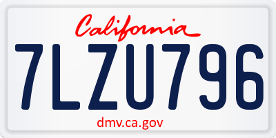 CA license plate 7LZU796