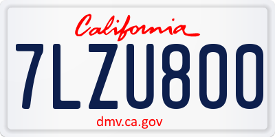 CA license plate 7LZU800