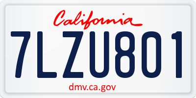 CA license plate 7LZU801