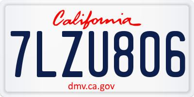 CA license plate 7LZU806