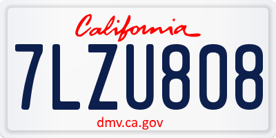 CA license plate 7LZU808