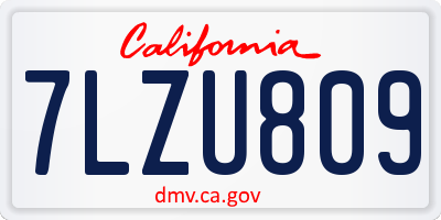 CA license plate 7LZU809