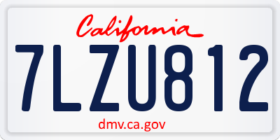 CA license plate 7LZU812