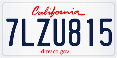 CA license plate 7LZU815
