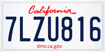 CA license plate 7LZU816