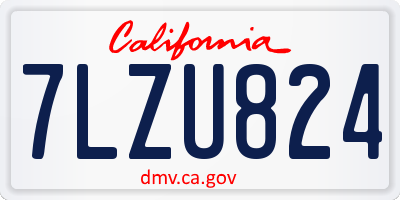 CA license plate 7LZU824