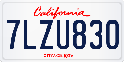 CA license plate 7LZU830